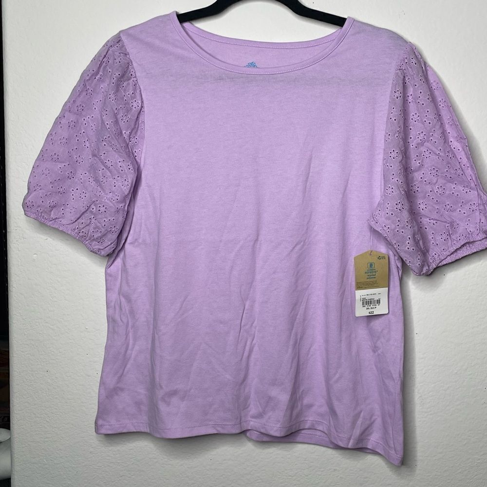 Lavender Eyelet Sleeve Top